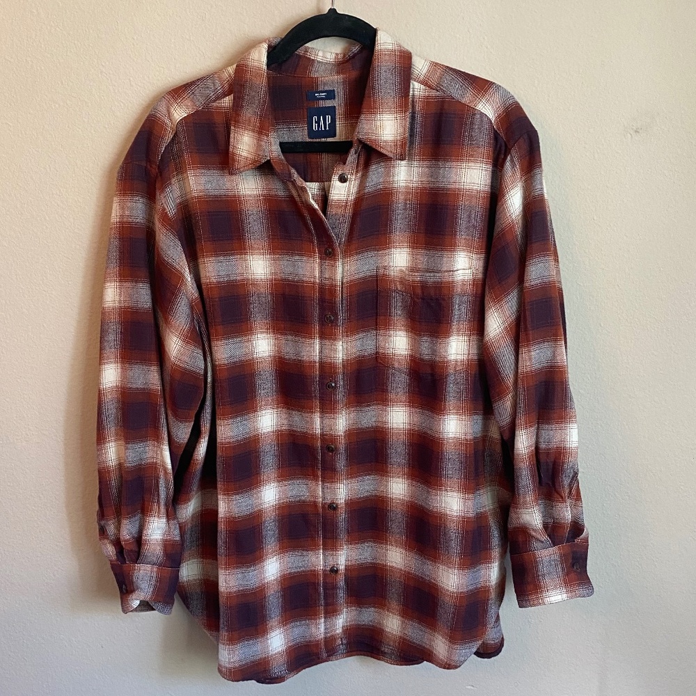 GAP Maroon Big Shirt Flannel Size L